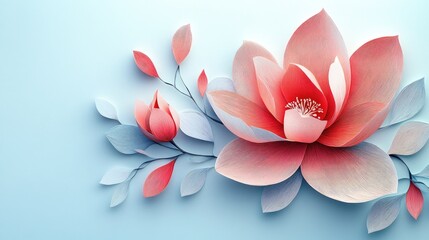 Stunning magnolia bloom on a clean white backdrop Beautiful magnolia flower on a bright white background
