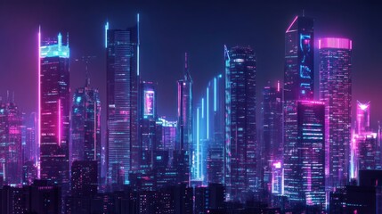 Fototapeta premium Neon Cityscape at Night