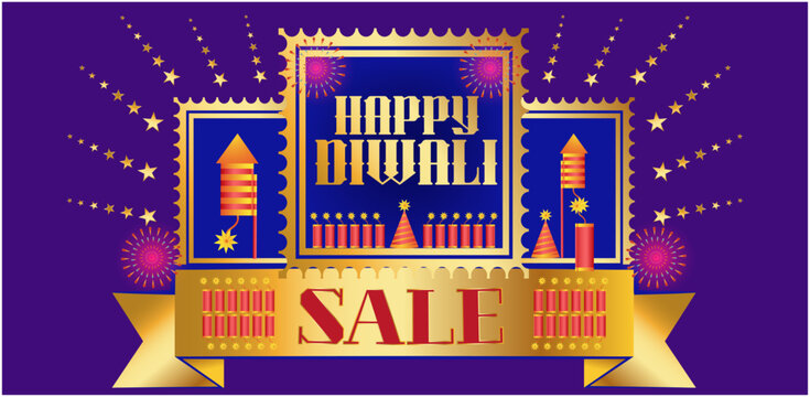 Happy Diwali - festival of lights colorful poster template design with happy diwali sele
