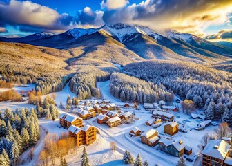 Scenic views of Stowe Mountain Resort showcasing winter landscapes, snow-covered trails, and nature