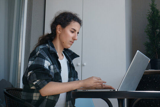 Working on laptop