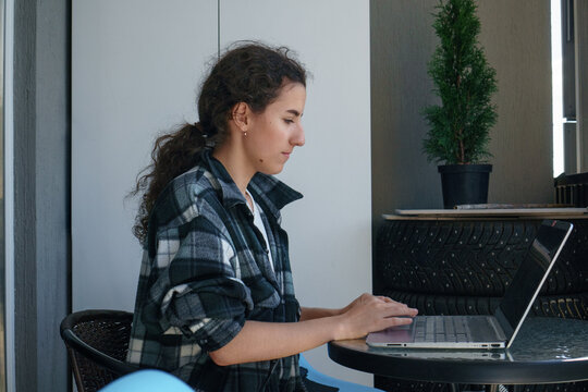 Working on laptop