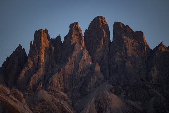 Italy dolomites in sunset sun .