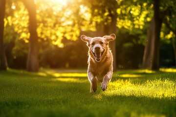 Happy Dog Running.