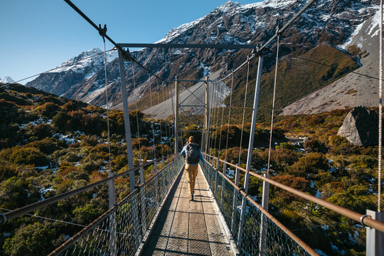 Swing bridge in Hooker Valley Track