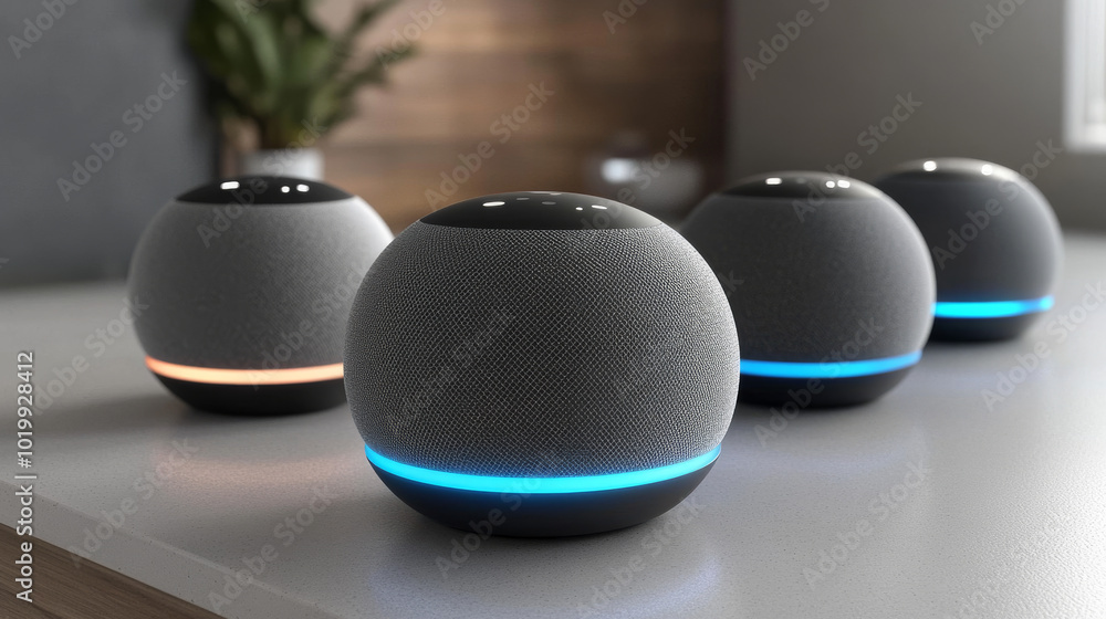 Poster smart speakers listen to your voice and can control things in your smart home.they're connected to y
