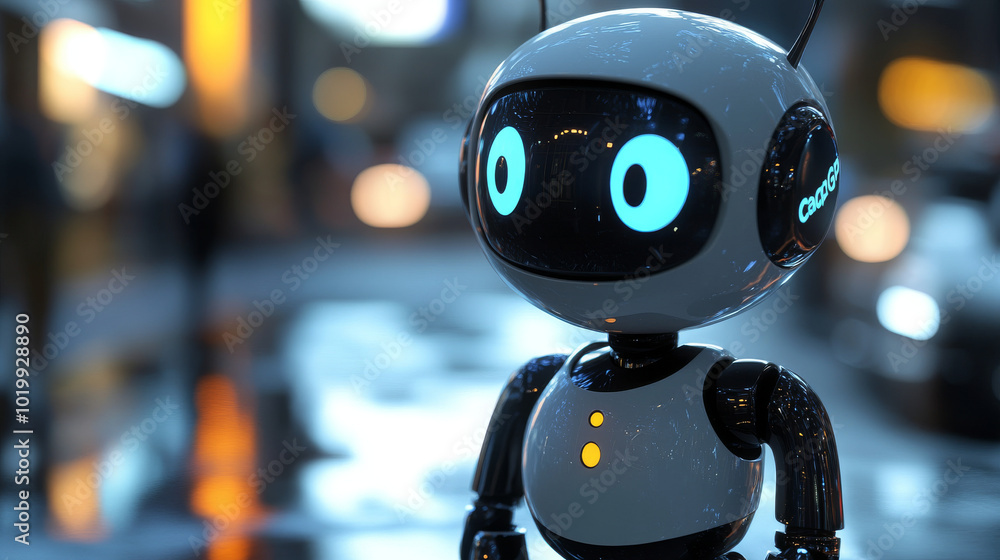 Poster a chatbot powered by chatgpt helps businesses. it's like a robot assistant that talks to people onli
