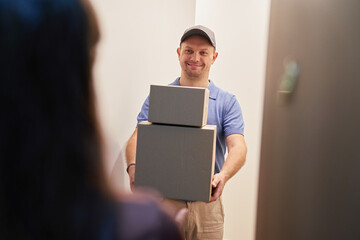 Package Delivery at Home Doorstep During Daylight