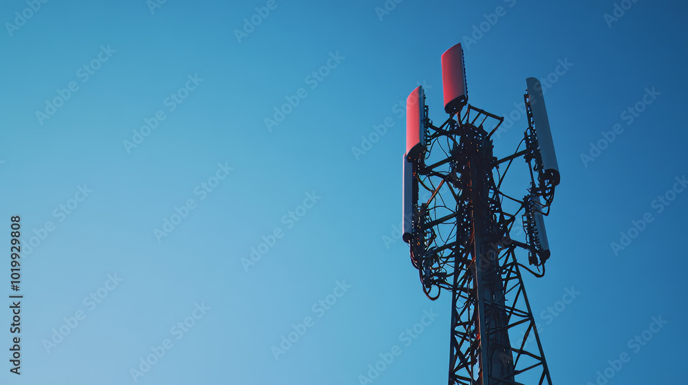 Poster a city's high-speed internet network uses a tower to send data quickly. the tower broadcasts wireles