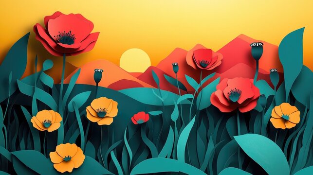 Stunning image of vibrant poppy seed flowers captured in a serene natural setting at dawn The beauty of nature is truly rewarding