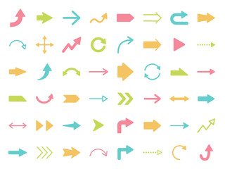 矢印のベクターイラストセット。アイコン、シンプル