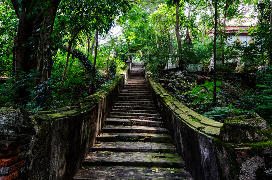 Ancient stairway at Buddhist temple