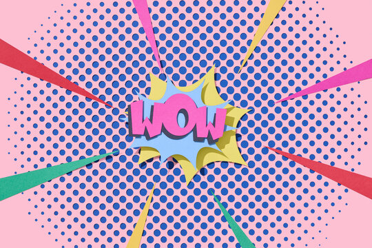 Colorful Pop Art Design with Wow Text