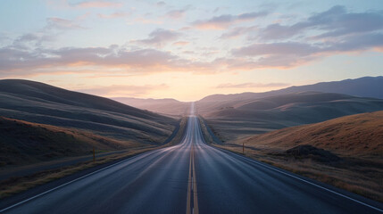 Fototapeta premium “Path to Success: Illuminated by the Rising Sun”