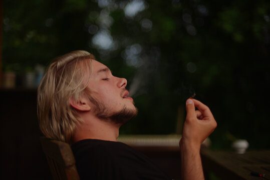 Man smoking weed