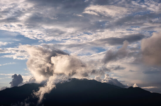 Spectacular clouds and fog on a mountain in the plateau