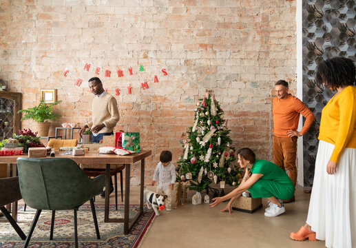 People getting house ready for Christmas