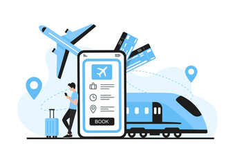 Travel concept. Colored flat illustration. White background.