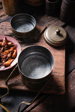 Curd rice with buttermilk soaked dry chilies