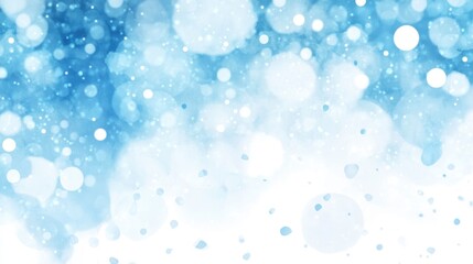 A background of blue watercolor painting of snow falling