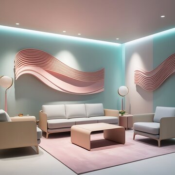 Urban loft living room with unique textured wall art, industrial furniture, and a blend of modern and artistic decor pieces