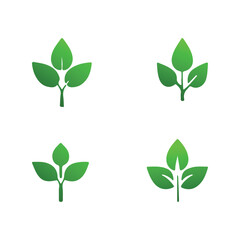 Green Leaf Icon Set - Nature-Inspired Vector Illustrations for Eco-Friendly Designs