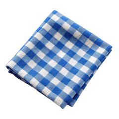 Blue folded checkered napkin isolated on transparent background