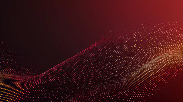 Golden waves and lines, dots in a maroon background. AI generation