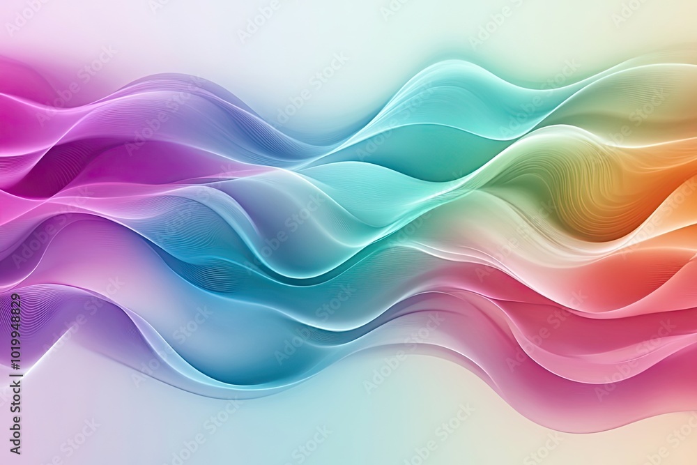 Poster abstract background with smooth wavy lines in vibrant colors