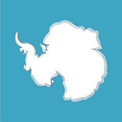 the continent of antartica map illustration. paperucut, colored, and infographic concept. nature, civilization, territorial, geography, travel and education themes