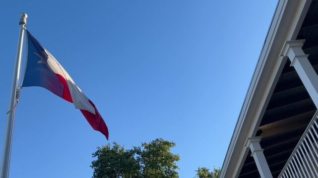 Texas flag waving in the wind 