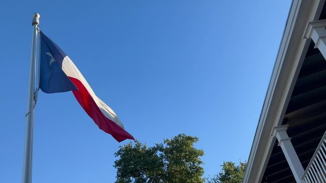 Texas flag waving in the wind 