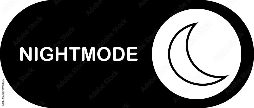 Poster off toggle switch linear button. night mood switch, dark mode switch button, moon icon vector isolat