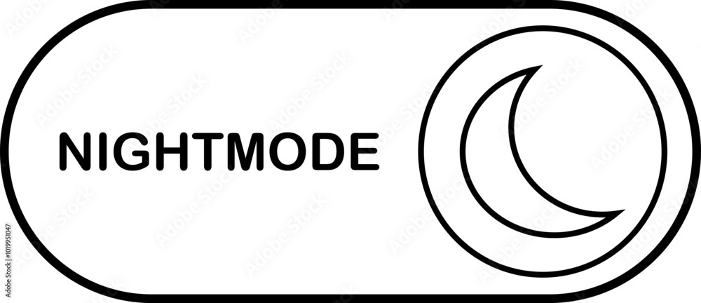 Poster off toggle switch linear button. night mood switch, dark mode switch button, moon icon vector isolat