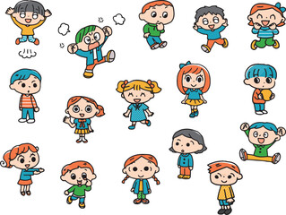 色々なポーズの子供達セット