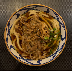 Japanese food udon with sliced beef