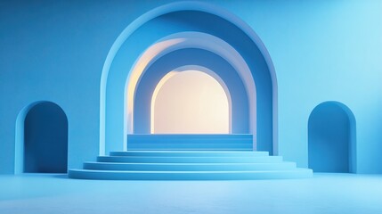 Fototapeta premium Abstract blue gradient luxury studio empty background