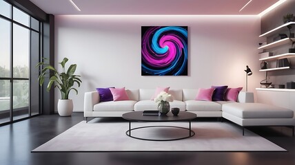modern living room, minimal home design mockup on empty bright background,