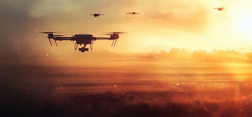 Drone Sunset Flight.