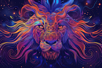 Astrological composition with concept of Leo zodiac sign symbol