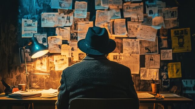 a detective reviewing evidence on a board, symbolizing the process of backtracking clues
