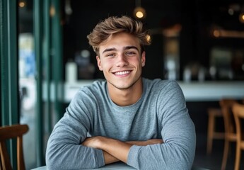 Obraz premium Smiling Man Cafe.