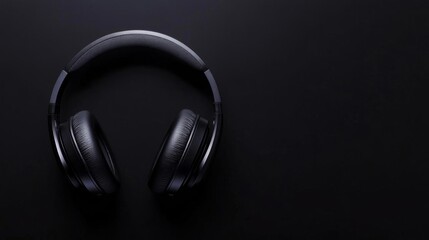 Elegant black headphones resting on a dark surface, ideal for music lovers and tech enthusiasts seeking modern audio devices.