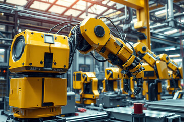 Futuristic Factory with Robotic Arm.generative AI