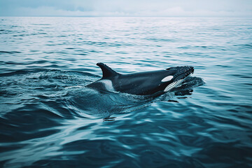 Fototapeta premium Fantastically beautiful majestic huge whale in ocean