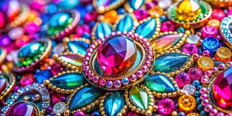 Fototapeta premium Sparkling Rhinestone Designs for Fashion, Accessories, Crafts, and DIY Projects in Vibrant Colors