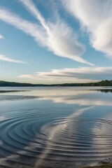 Fototapeta premium Beach reflected lake colors wind lights landscape through sky above of in clear.