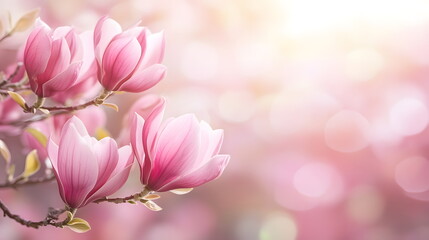 Obraz premium Elegant Peach Magnolia Greeting Card Design