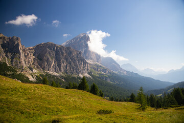 Alpine meadow in the mountains, The Dolomites, Italy