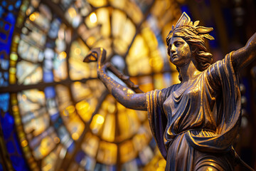 Obraz premium Astrological composition with zodiac circle in signs and symbols